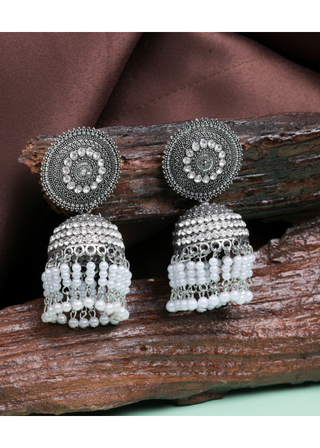 Afgani German Silver Oxidized Jhumki Earrings for Women (DESIGN 1001)
