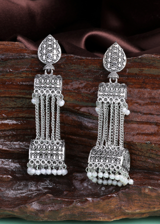 Afgani German Silver Oxidized Jhumki Earrings for Women (DESIGN 1003)