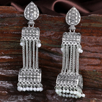 Afgani German Silver Oxidized Jhumki Earrings for Women (DESIGN 1003)