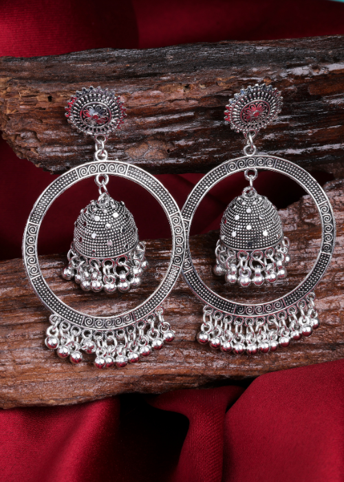 Afgani German Silver Oxidized Jhumki Earrings for Women (DESIGN 1006)