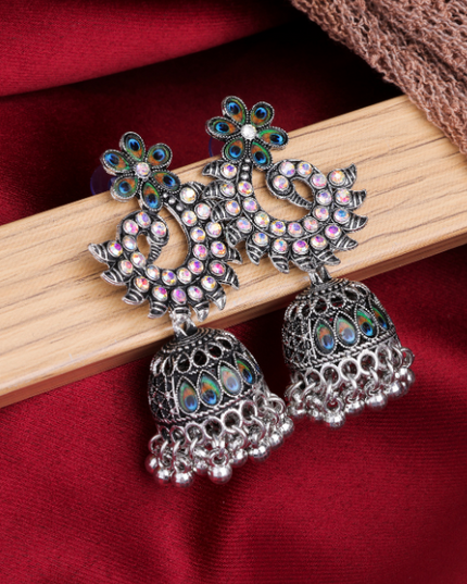 Afgani German Silver Oxidized Jhumki Earrings for Women (DESIGN 1007)