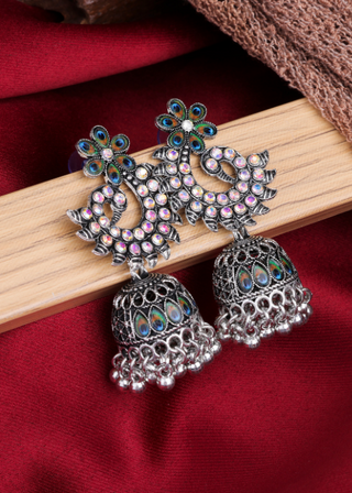 Afgani German Silver Oxidized Jhumki Earrings for Women (DESIGN 1007)