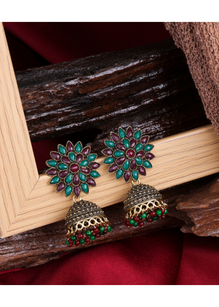 Afgani German Silver Oxidized Jhumki Earrings for Women (DESIGN 1008)