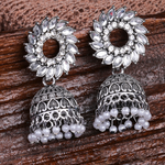 Afgani German Silver Oxidized Jhumki Earrings for Women (DESIGN 1009)