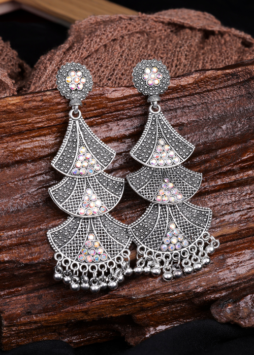 Afgani German Silver Oxidized Jhumki Earrings for Women (DESIGN 1010)