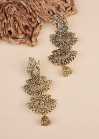 Afgani German Silver Oxidized Jhumki Earrings for Women (DESIGN 1011)