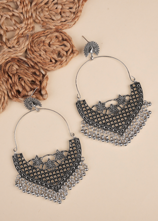 Afgani German Silver Oxidized Jhumki Earrings for Women (DESIGN 1012)