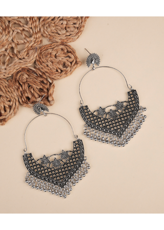 Afgani German Silver Oxidized Jhumki Earrings for Women (DESIGN 1012)