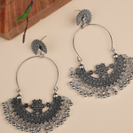 Afgani German Silver Oxidized Jhumki Earrings for Women (DESIGN 1014)