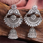 Afgani German Silver Oxidized Jhumki Earrings for Women (DESIGN 1015)