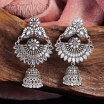 Afgani German Silver Oxidized Jhumki Earrings for Women (DESIGN 1015)