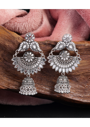 Afgani German Silver Oxidized Jhumki Earrings for Women (DESIGN 1015)