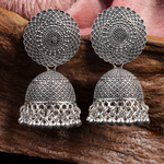 Afgani German Silver Oxidized Jhumki Earrings for Women (DESIGN 1016)