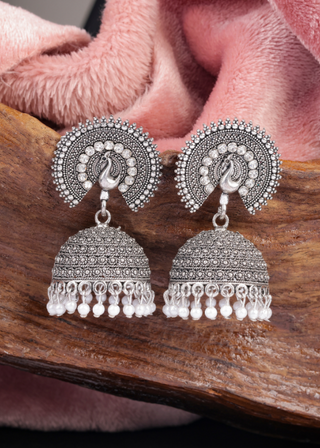 Afgani German Silver Oxidized Jhumki Earrings for Women (DESIGN 1017)