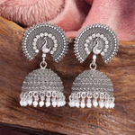 Afgani German Silver Oxidized Jhumki Earrings for Women (DESIGN 1017)