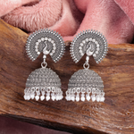 Afgani German Silver Oxidized Jhumki Earrings for Women (DESIGN 1017)