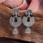 Afgani German Silver Oxidized Jhumki Earrings for Women (DESIGN 1019)