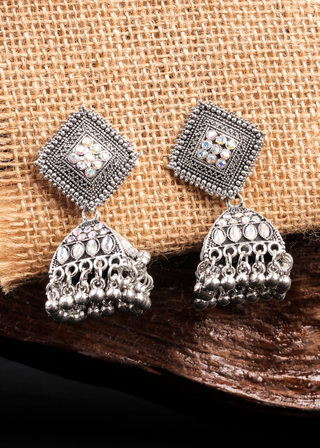 Afgani German Silver Oxidized Jhumki Earrings for Women (DESIGN 1024)