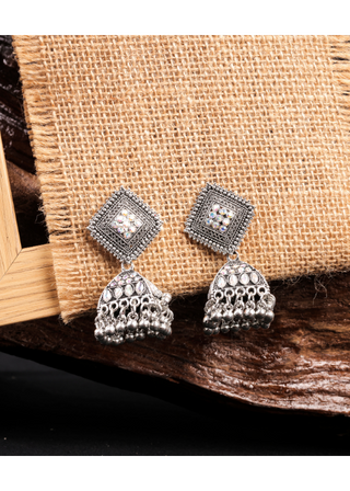 Afgani German Silver Oxidized Jhumki Earrings for Women (DESIGN 1024)