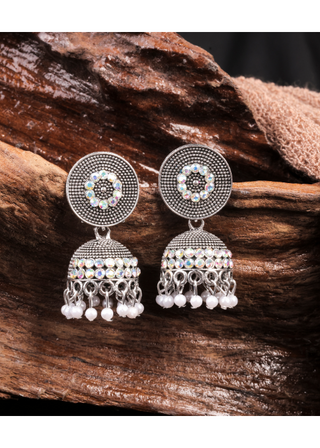 Afgani German Silver Oxidized Jhumki Earrings for Women (DESIGN 1027)