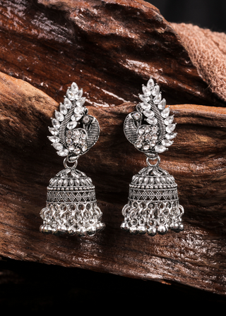 Afgani German Silver Oxidized Jhumki Earrings for Women (DESIGN 1032)