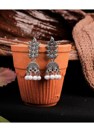 Afgani German Silver Oxidized Jhumki Earrings for Women (DESIGN 1035)