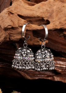 Afgani German Silver Oxidized Jhumki Earrings for Women (DESIGN 1040)