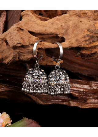 Afgani German Silver Oxidized Jhumki Earrings for Women (DESIGN 1040)