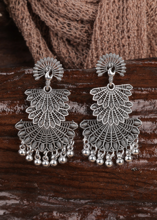 Afgani German Silver Oxidized Jhumki Earrings for Women (DESIGN 1046)