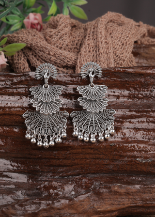 Afgani German Silver Oxidized Jhumki Earrings for Women (DESIGN 1046)
