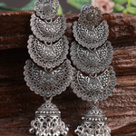 Afgani German Silver Oxidized Jhumki Earrings for Women (DESIGN 1047)