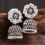 Afgani German Silver Oxidized Jhumki Earrings for Women (DESIGN 1048)