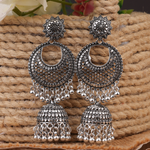 Afgani German Silver Oxidized Jhumki Earrings for Women (DESIGN 1054)