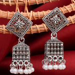 Afgani German Silver Oxidized Jhumki Earrings for Women (DESIGN 1061)