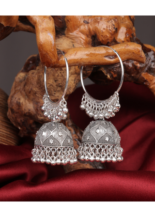 Afgani German Silver Oxidized Jhumki Earrings for Women (DESIGN 1063)