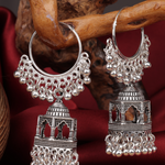 Afgani German Silver Oxidized Jhumki Earrings for Women (DESIGN 1068)