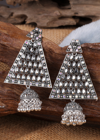 Afgani German Silver Oxidized Jhumki Earrings for Women (DESIGN 1081)