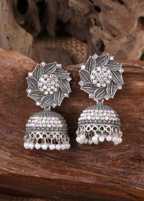 Afgani German Silver Oxidized Jhumki Earrings for Women (DESIGN 1084)