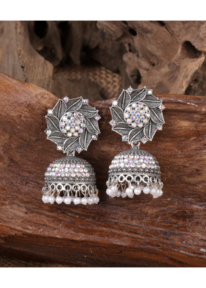 Afgani German Silver Oxidized Jhumki Earrings for Women (DESIGN 1084)