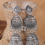 Afgani German Silver Oxidized Jhumki Earrings for Women (DESIGN 1090)