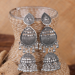 Afgani German Silver Oxidized Jhumki Earrings for Women (DESIGN 1090)