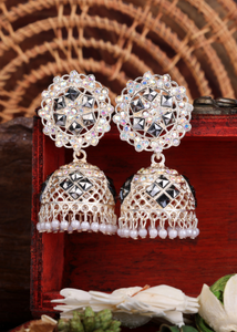 Afgani German Silver Oxidized Jhumki Earrings for Women (DESIGN 1095)