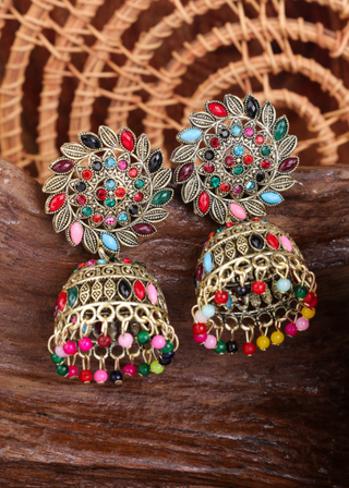 Afgani German Silver Oxidized Jhumki Earrings for Women (DESIGN 1097)