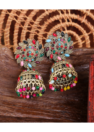 Afgani German Silver Oxidized Jhumki Earrings for Women (DESIGN 1097)
