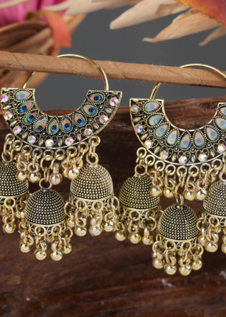 Afgani German Silver Oxidized Jhumki Earrings for Women (DESIGN 1106)