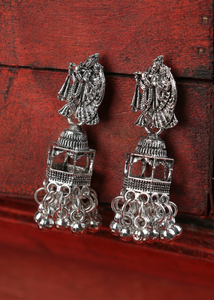 Afgani German Silver Oxidized Jhumki Earrings for Women (DESIGN 1109)