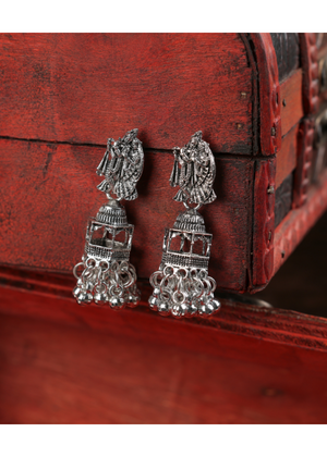 Afgani German Silver Oxidized Jhumki Earrings for Women (DESIGN 1109)