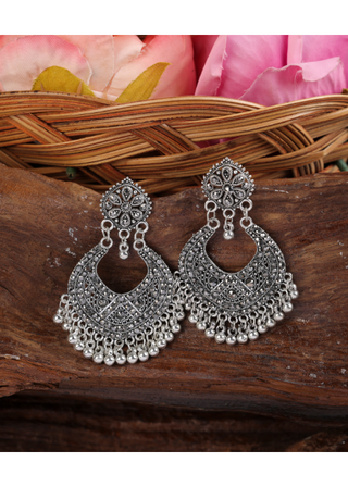 Afgani German Silver Oxidized Jhumki Earrings for Women (DESIGN 1117)