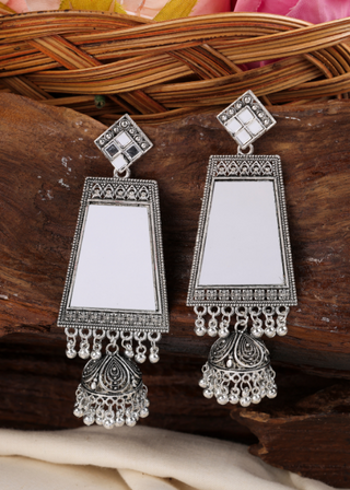 Afgani German Silver Oxidized Jhumki Earrings for Women (DESIGN 1119)
