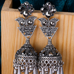 Afgani German Silver Oxidized Jhumki Earrings for Women (DESIGN 1205)